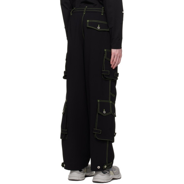  펑첸왕 Feng Chen Wang Black Contrast Stitch Cargo Pants 231107M188000