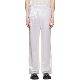 펑첸왕 Feng Chen Wang White Sequin Trousers 231107M191017