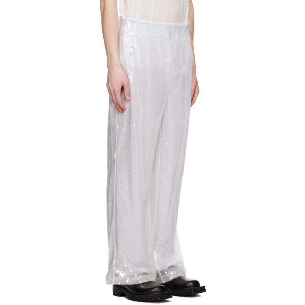  펑첸왕 Feng Chen Wang White Sequin Trousers 231107M191017