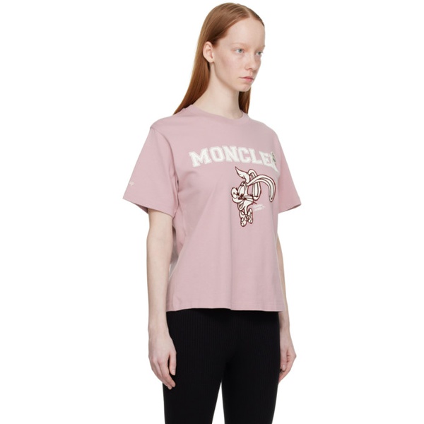 몽클레어 몽클레어 Moncler Pink Flocked T-Shirt 231111F110015