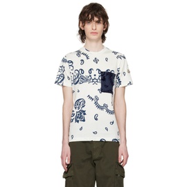 몽클레어 Moncler White & Navy Bandana Print T-Shirt 231111M213046