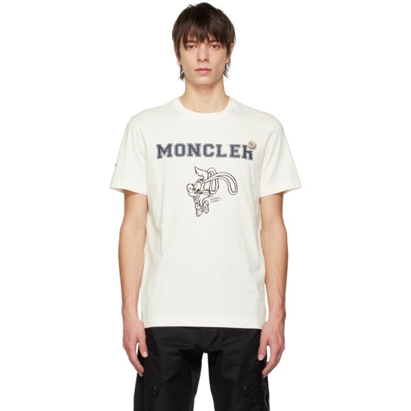 몽클레어 몽클레어 Moncler White Flocked T-Shirt 231111M213047