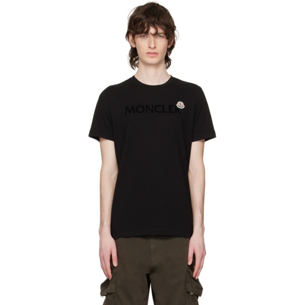 몽클레어 몽클레어 Moncler Black Flocked T-Shirt 231111M213103