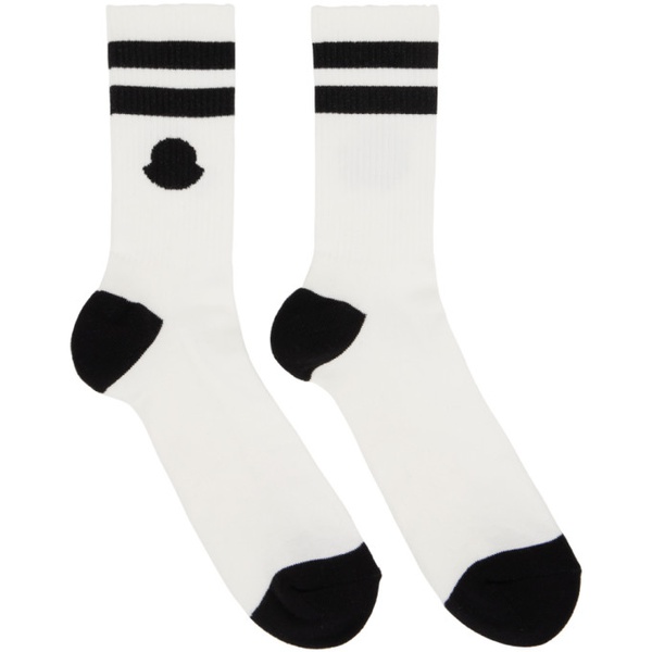 몽클레어 몽클레어 Moncler White & Black Striped Socks 231111M220000