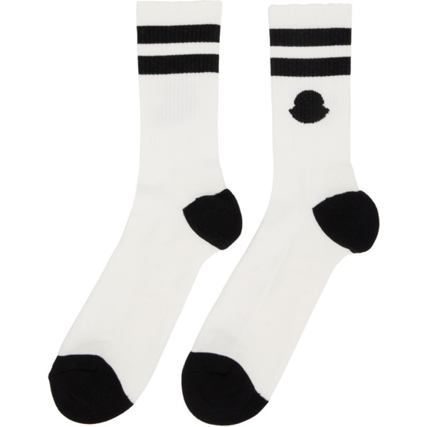 몽클레어 몽클레어 Moncler White & Black Striped Socks 231111M220000