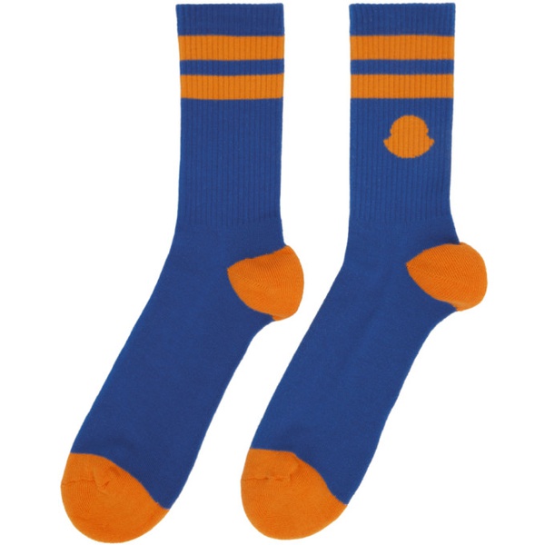 몽클레어 몽클레어 Moncler Blue & Orange Striped Socks 231111M220001