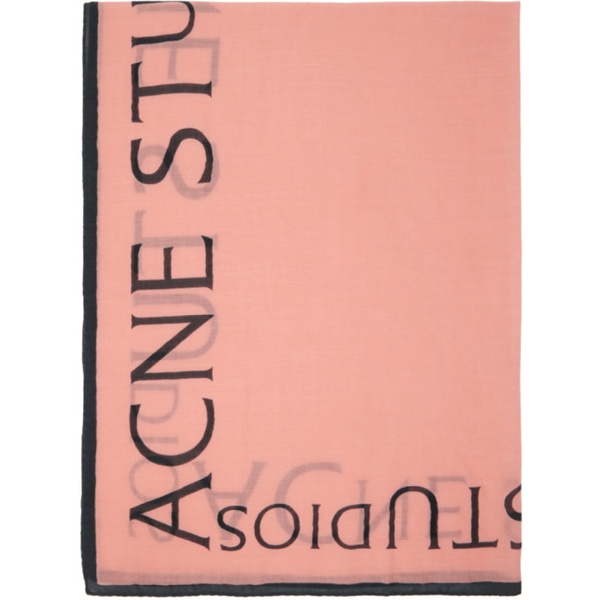 아크네스튜디오 아크네 스튜디오 Acne Studios Pink Logo Wool Scarf 231129F029003