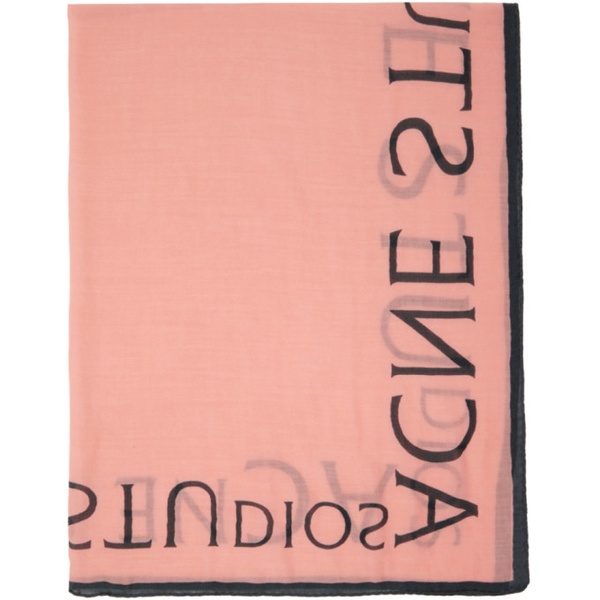 아크네스튜디오 아크네 스튜디오 Acne Studios Pink Logo Wool Scarf 231129F029003
