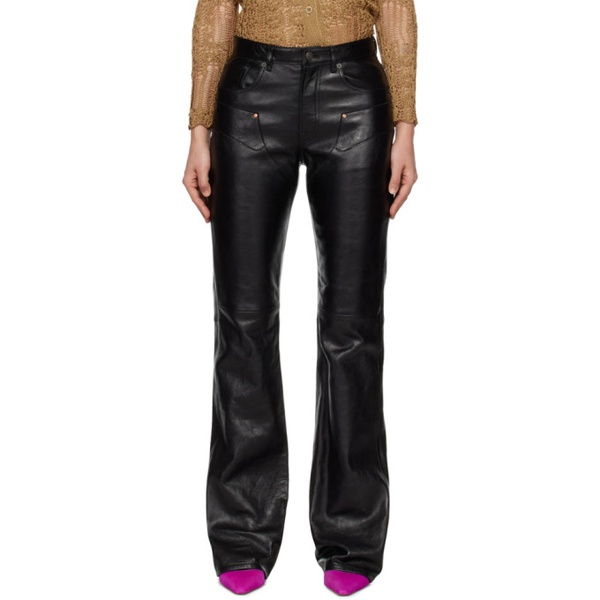 아크네스튜디오 아크네 스튜디오 Acne Studios Black Paneled Leather Trousers 231129F084004