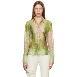 아크네 스튜디오 Acne Studios Green Floral Shirt 231129F109017