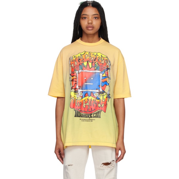 아크네스튜디오 아크네 스튜디오 Acne Studios Yellow Printed T-Shirt 231129F110017