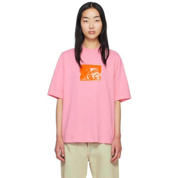 아크네스튜디오 아크네 스튜디오 Acne Studios Pink Inflatable Patch T-Shirt 231129F110020