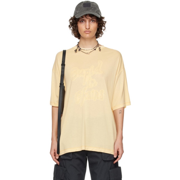 아크네스튜디오 아크네 스튜디오 Acne Studios Yellow Embroidered T-Shirt 231129F110034