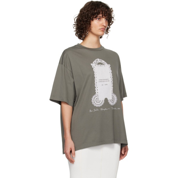 아크네스튜디오 아크네 스튜디오 Acne Studios Gray Printed T-Shirt 231129F110044