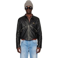 아크네 스튜디오 Acne Studios Black Distressed Leather Jacket 231129M181002