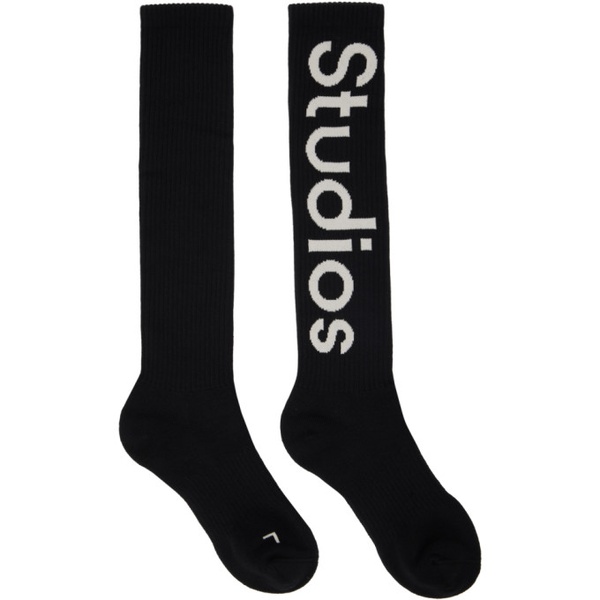 아크네스튜디오 아크네 스튜디오 Acne Studios Black Knee-High Socks 231129M220006