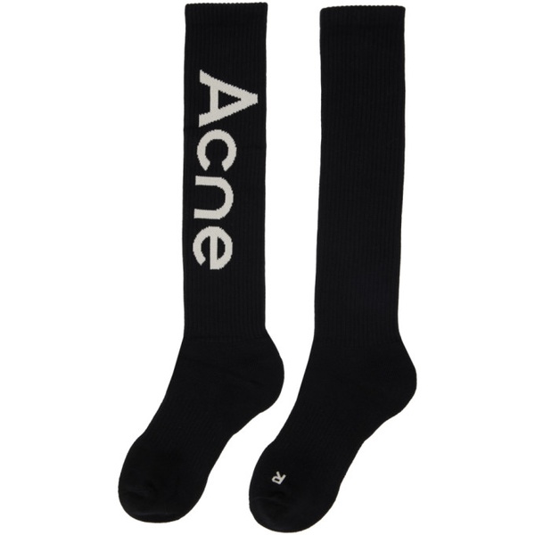 아크네스튜디오 아크네 스튜디오 Acne Studios Black Knee-High Socks 231129M220006