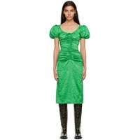 가니 GANNI Green Crinkled Midi Dress 231144F054025