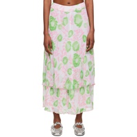 가니 GANNI Pink & Green Layered Midi Skirt 231144F092015