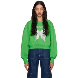 가니 GANNI Green Butterfly Sweatshirt 231144F098000