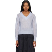 가니 GANNI Blue V-Neck Sweater 231144F100003