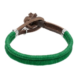 디스퀘어드2 Dsquared2 Green Braided Leather Bracelet 231148M142027