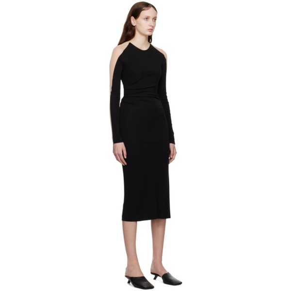  핼무트랭 Helmut Lang Black Sheer Sleeve Midi Dress 231154F054007