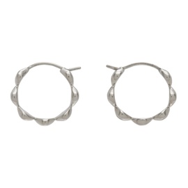 메종마르지엘라 Maison Margiela Silver Textured Hoop Earrings 231168F022007