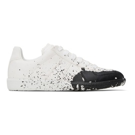 메종마르지엘라 Maison Margiela White & Black Paint Replica Sneakers 231168F128010