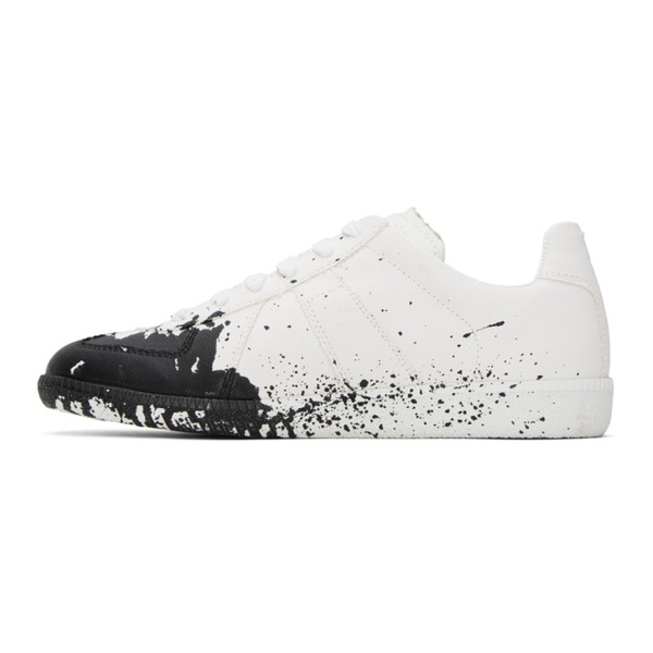 메종마르지엘라 메종마르지엘라 Maison Margiela White & Black Paint Replica Sneakers 231168F128010