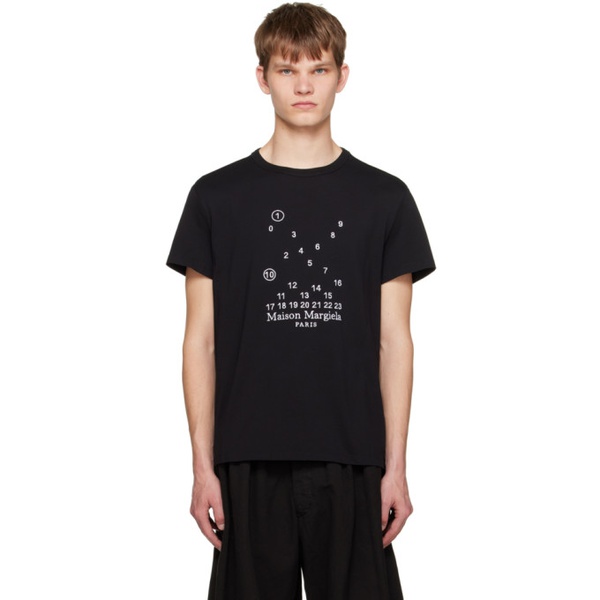 메종마르지엘라 메종마르지엘라 Maison Margiela Black Embroidered T-Shirt 231168M213017