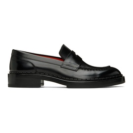 Santoni Black Leather Loafers 231178F121005