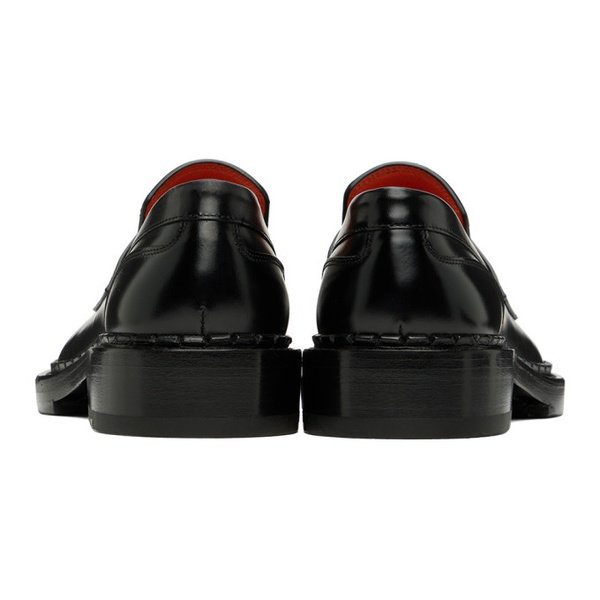  Santoni Black Leather Loafers 231178F121005