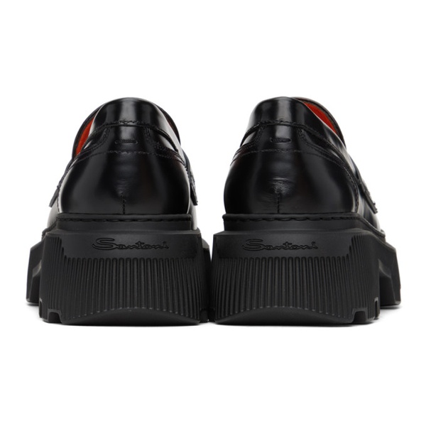  Santoni Black Tassel Loafers 231178F121008
