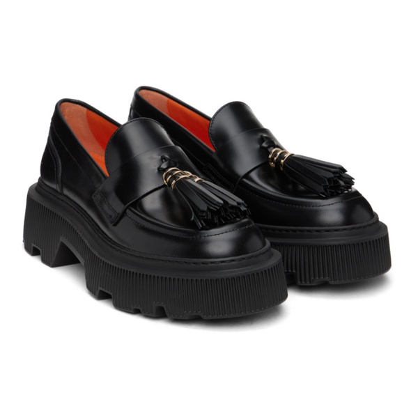  Santoni Black Tassel Loafers 231178F121008