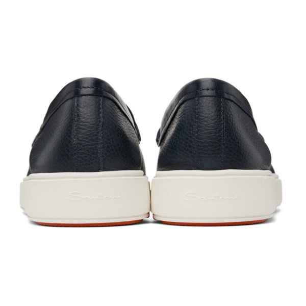  Santoni Navy Knotted Slip-On Sneakers 231178M237011