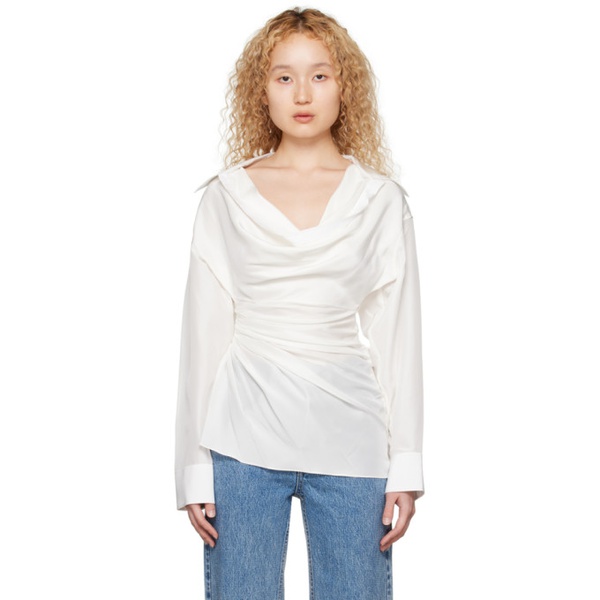 알렉산더왕 알렉산더 왕 Alexander Wang 오프화이트 Off-White Gathered Shirt 231187F109008