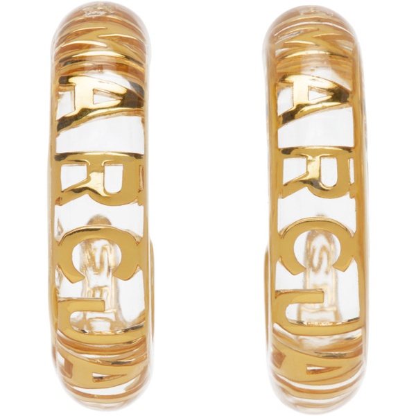 마크제이콥스 마크 제이콥스 Marc Jacobs Transparent & Gold The Monogram Hoops Earrings 231190F022000