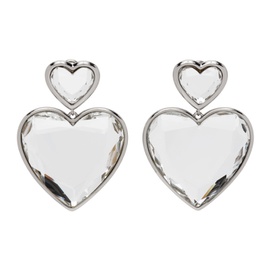 마크 제이콥스 Marc Jacobs Silver Crystal Double Heart Earrings 231190F022006