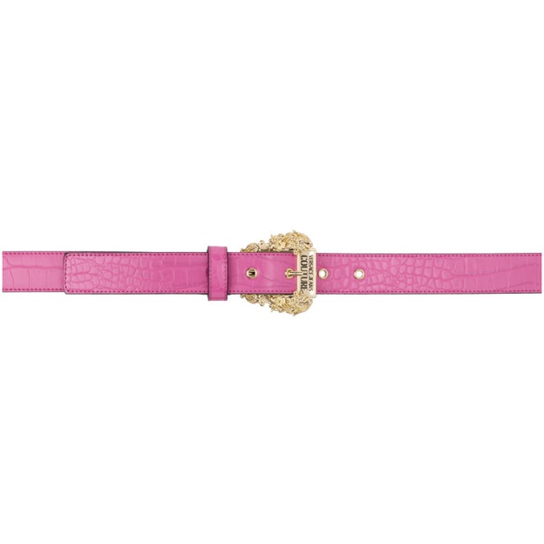 베르사체 베르사체 진 꾸뛰르 베르사체 Versace Jeans Couture Pink Croc Pin-Buckle Belt 231202F001004