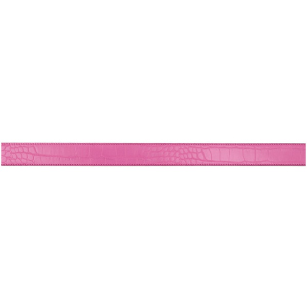 베르사체 베르사체 진 꾸뛰르 베르사체 Versace Jeans Couture Pink Croc Pin-Buckle Belt 231202F001004