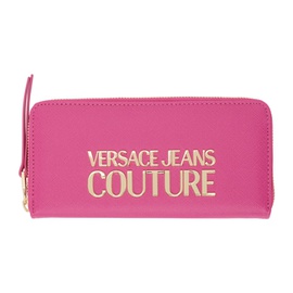 베르사체 진 꾸뛰르 베르사체 Versace Jeans Couture Pink Logo Continental Wallet 231202F040005