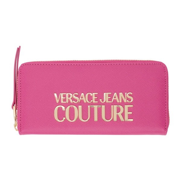 베르사체 베르사체 진 꾸뛰르 베르사체 Versace Jeans Couture Pink Logo Continental Wallet 231202F040005