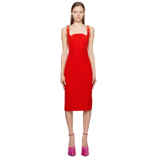 베르사체 베르사체 진 꾸뛰르 베르사체 Versace Jeans Couture Red Pin-Buckle Midi Dress 231202F054010