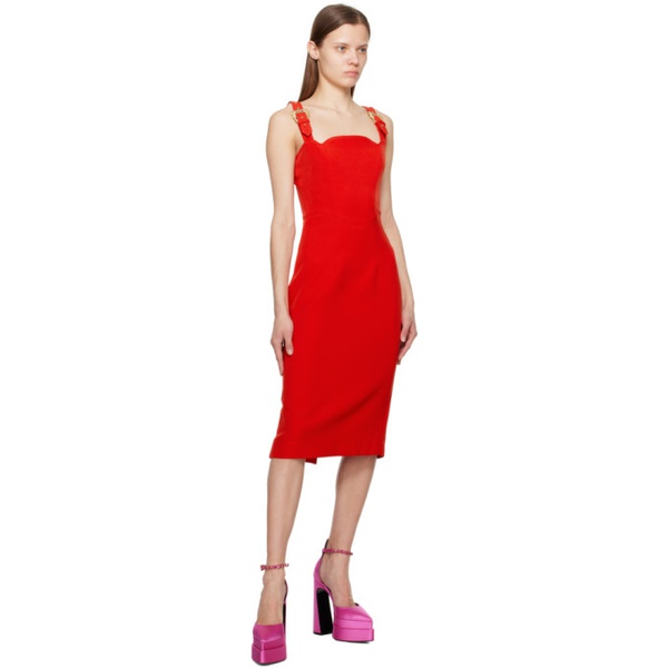 베르사체 베르사체 진 꾸뛰르 베르사체 Versace Jeans Couture Red Pin-Buckle Midi Dress 231202F054010