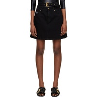 베르사체 진 꾸뛰르 베르사체 Versace Jeans Couture Black Baroque Buckle Denim Miniskirt 231202F090005