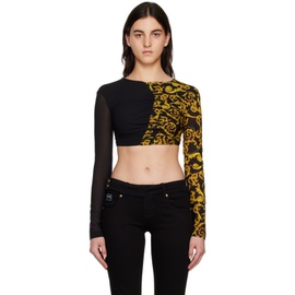 베르사체 진 꾸뛰르 베르사체 Versace Jeans Couture Black & Yellow Cropped Blouse 231202F107000