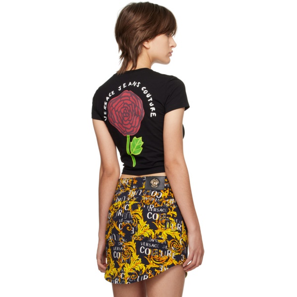 베르사체 베르사체 진 꾸뛰르 베르사체 Versace Jeans Couture Black Roses T-Shirt 231202F110016