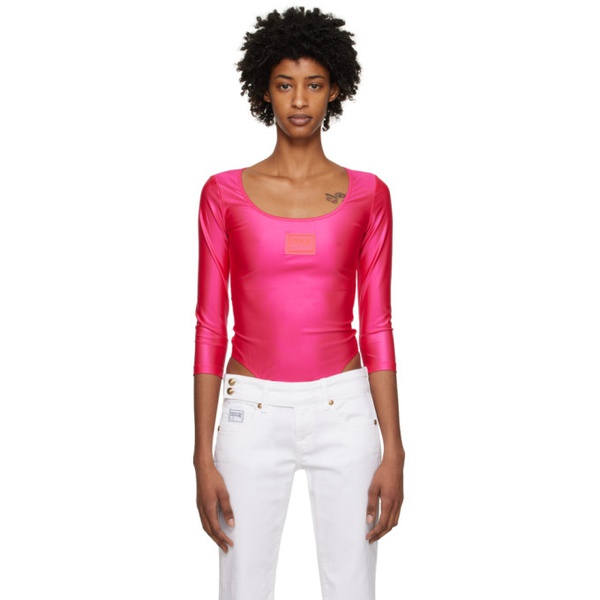 베르사체 베르사체 진 꾸뛰르 베르사체 Versace Jeans Couture Pink Patch Bodysuit 231202F358001