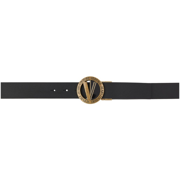 베르사체 베르사체 진 꾸뛰르 베르사체 Versace Jeans Couture Black V-Emblem Round Reversible Belt 231202M131017